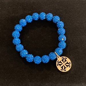 Shamballa Beads Bracelet Blue Rustic Cuff